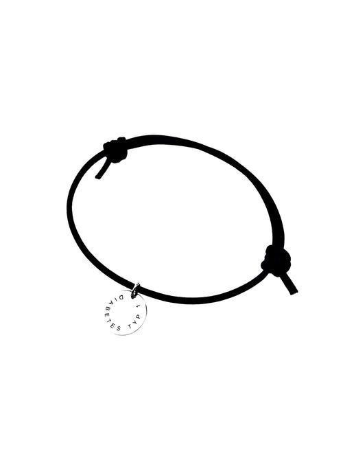 Bracelet en cuir véritable/argent 925 « Diabète de type 1 »