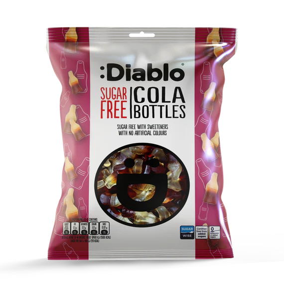 Diablo zuckerfreie Cola Flaschen - 75g (nur 1,8g anrechenb. KH/Tüte)