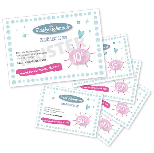 Geschenkgutschein für deinen Diabetes Onlineshop Zuckerschmuck