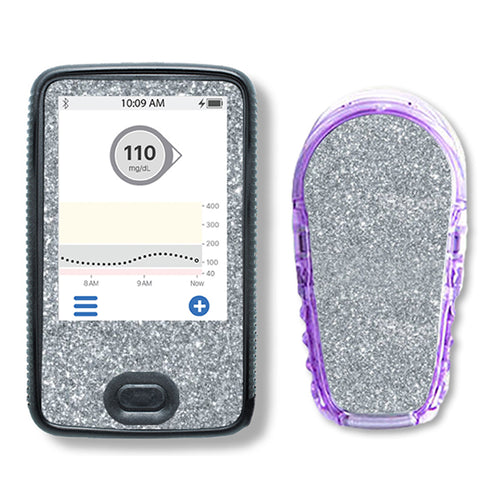 Dexcom G6 Sticker Set "Glitzer Silber"