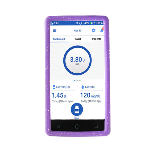 Étui en silicone souple pour Omnipod Dash Violet pailleté