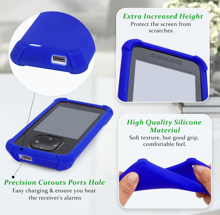 Étui en silicone souple bleu pour Dexcom G7