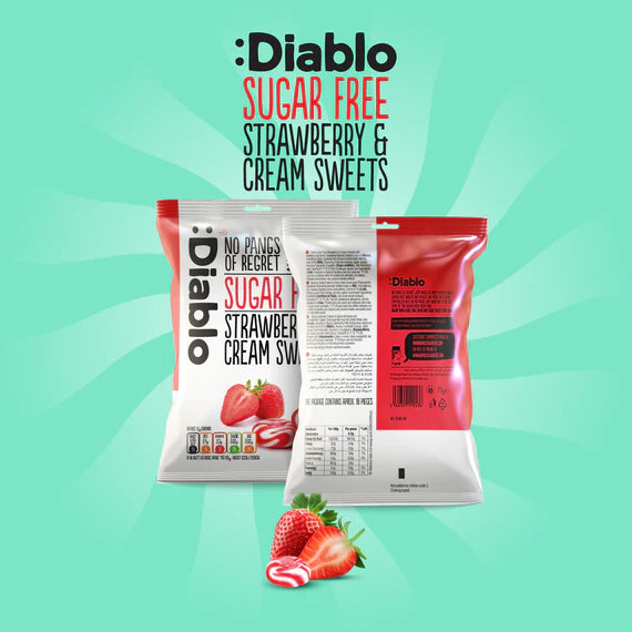 Diablo zuckerfreie Erdbeer-Sahne-Bonbons (75 g) - OHNE anrechenb.KH