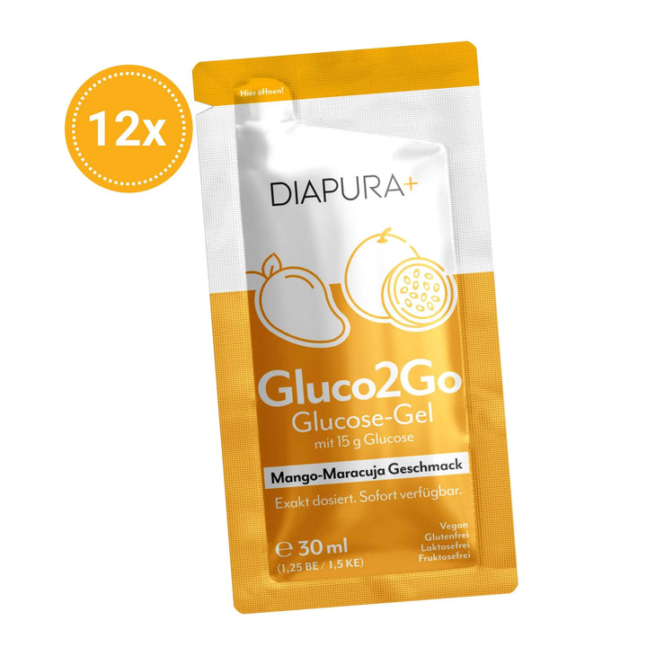 DIAPURA Gluco2Go Glucose Gel for Hypoglycemia, Wild Berry, 12 x 30 ml