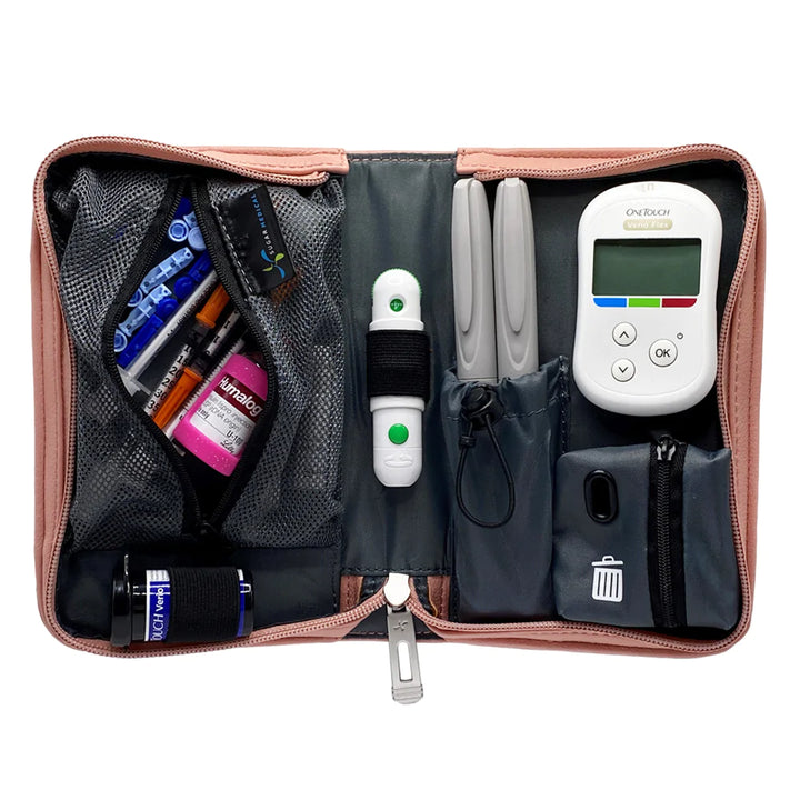 Zubehörtasche: sehr kompakt für den Diabetes Alltag, variabel nutzbar als Etui/Clutch, Veganes Leder abwaschbar.