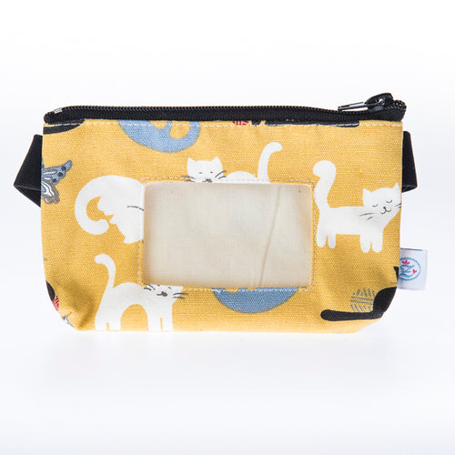 Insulinpumpentasche KATZEN GELB mit Sichtfenster und flexiblem Gurt