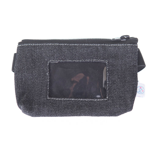Insulinpumpentasche JEANS SCHWARZ mit Sichtfenster und flexiblem Bauchgurt