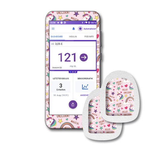 Omnipod 5 Controller Sticker Set "Einhorn"