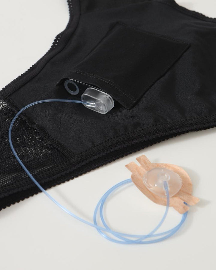 PRIX DE LANCEMENT : Lingerie avec poche intégrée pour pompe à insuline – culotte en dentelle noire exclusive pour diabétiques