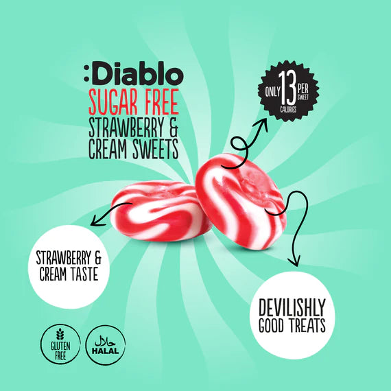 Diablo zuckerfreie Erdbeer-Sahne-Bonbons (75 g) - OHNE anrechenb.KH