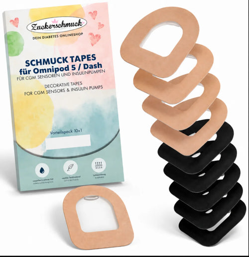 value pack 10+1 jewelry Tape Bestseller Mix, e.g. for Omnipod / DASH & Omnipod 5 | waterproof decorative patch