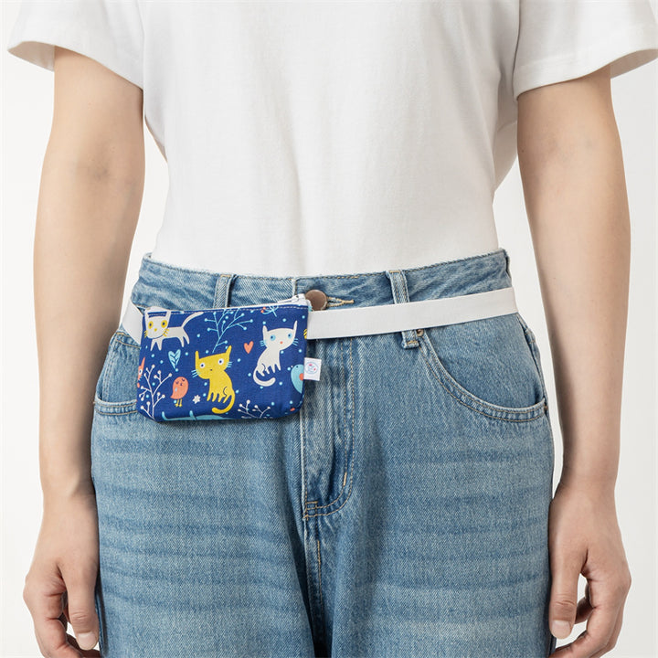 Insulin pump bag CAT + BIRD BLUE with flexible belly strap