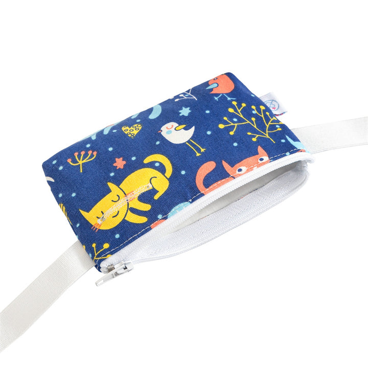 Insulin pump bag CAT + BIRD BLUE with flexible belly strap