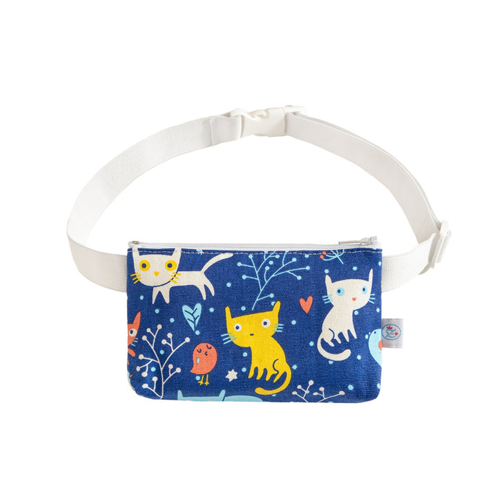 Insulin pump bag CAT + BIRD BLUE with flexible belly strap
