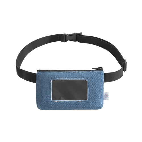 Insulin pump bag JEANS BLUE with viewing window and flexible strap