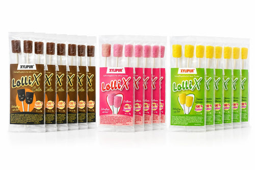 Sucette de soin dentaire lot économique de 18 : 6x Cola, 6x Fraise & 6x Citron