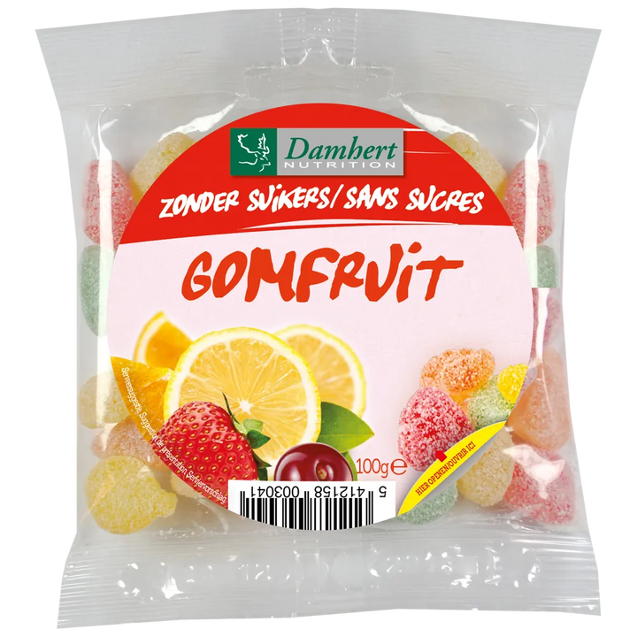 Damhert Gomfruit - zuckerfreie Fruchtgummis, 100 g (9g anrechenbare KH/100g)