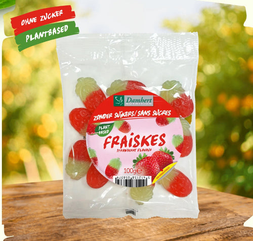 Damhert Zuckerfreie Fraiskes Strawberry Flavour 100g (15g anrechenb. KH/Pack)