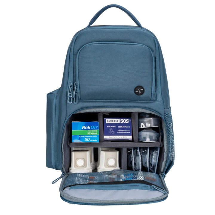 Zuckerschmuck Diabetes Reiserucksack ''Steel Blue'' Sensor Dexcom G7