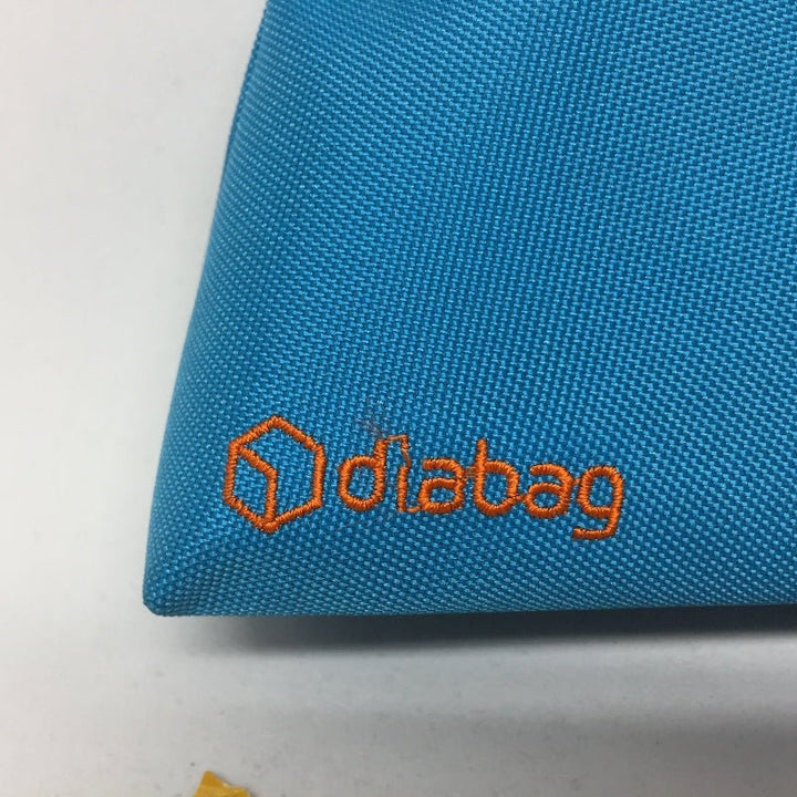 Zuckerschmuck Diabetes Zubehörtasche "Sunny" orange/cyan, klein, Logo, diabag