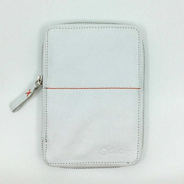 Zuckerschmuck Diabetes Zubehörtasche diabag ''ONE plus'' Rindnappa Leder Weiß Außen