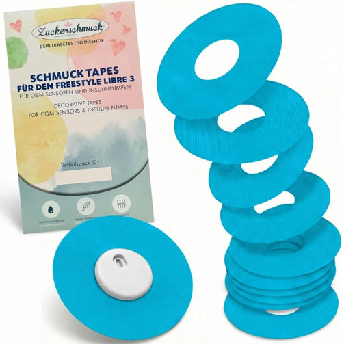Value Pack 10+1 free JEWELRY Tape Ring Blue (e.g. Libre 3)