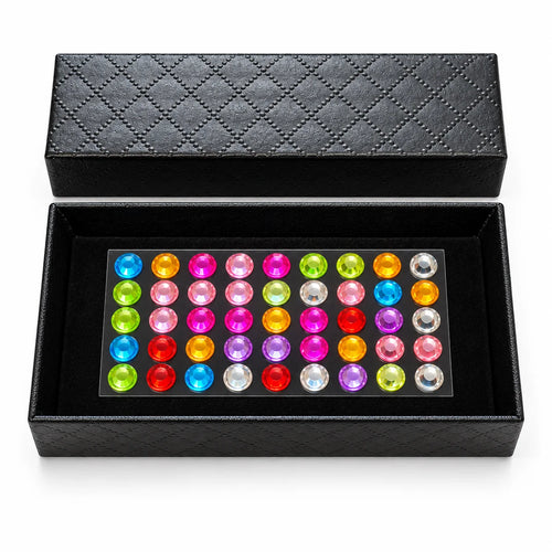 Coffret cadeau pour bijoux avec couvercle orné de strass colorés, par exemple pour Dexcom G7, Freestyle Libre 3 et Freestyle Libre 3 Plus