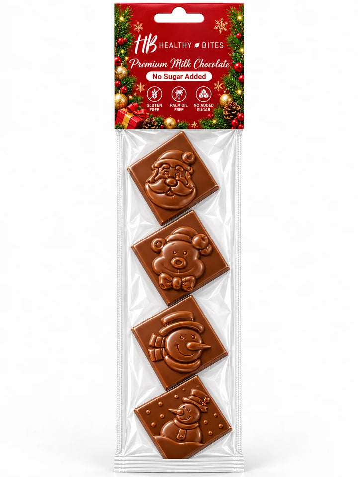 Healthy Bites Christmas Bars, sugar-free milk chocolate, 35g