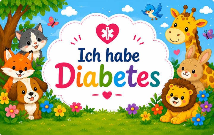 Zuckerschmuck Medical ID Karte für Diabetiker ''Tiere'' Vorne