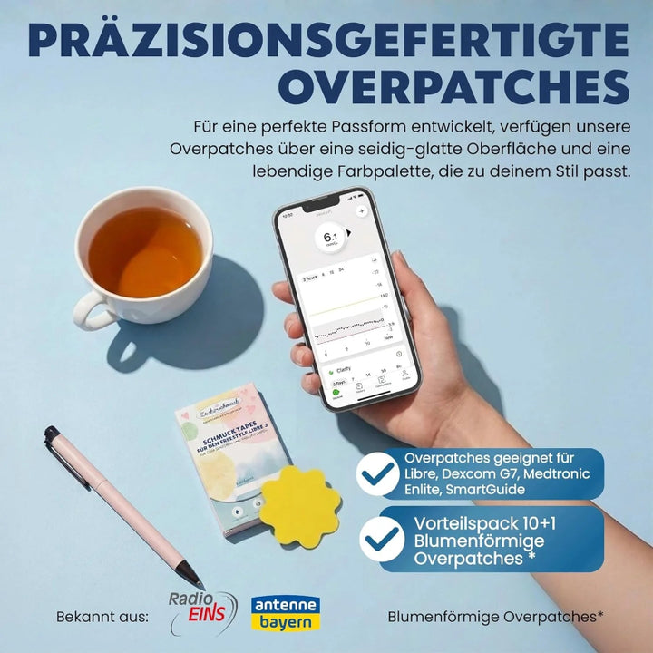 Zuckerschmuck Overpatches Dexcom, Freestyle Libre, Medtronic Enline, SmartGuide Passform - Garantie