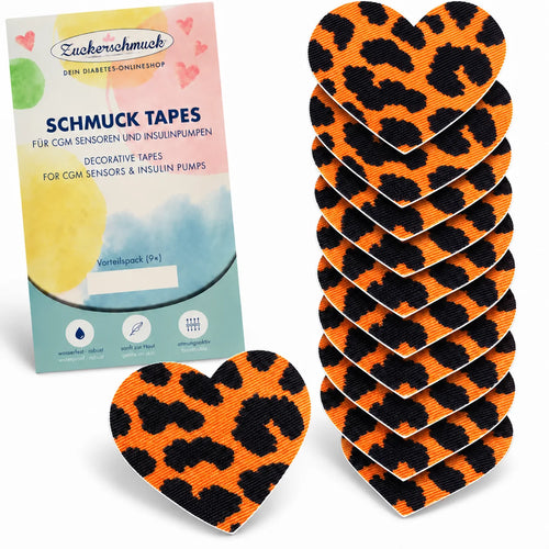 Pack économique 10+1 SCHMUCK Tape Cœur Leo : patch de capteur, par ex. pour Freestyle Libre 3, Libre 3 Plus & Dexcom G7 | Patch étanche, décoratif