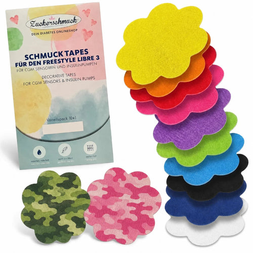 Value Pack 10+1 Tape Flower Surprise Mix (Overpatches suitable for e.g. Libre, Dexcom G7, Medtronic Enlite, SmartGuide)