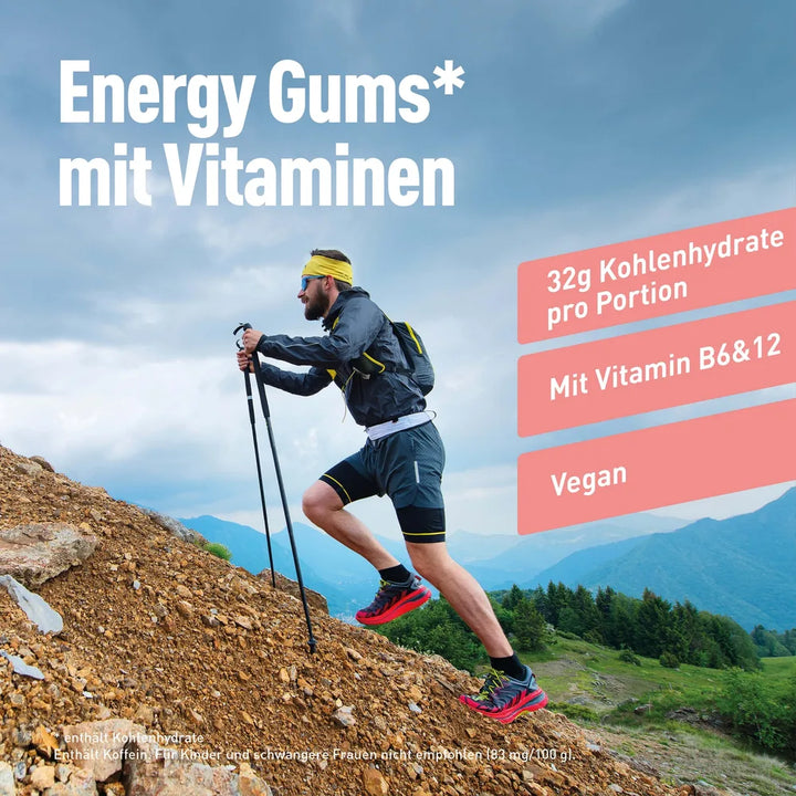 Dextro Energy Gums Erdbeer Rhabarber und Vitamine (6 Stück à 5 g KH)