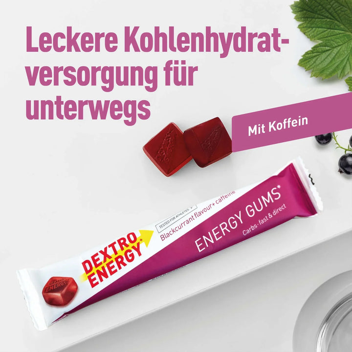 Dextro Energy Gums Blackcurrant + Caffein (6 Stück à 5 g KH)