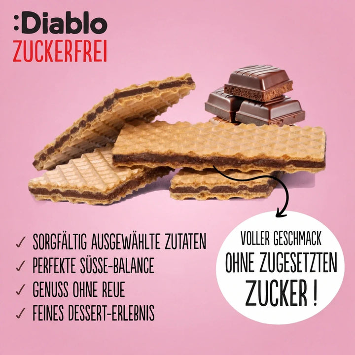 Diablo Zuckerfrei: Waffeln mit Schokoladencreme (150 g, 7,0 g anrechenbare KH* je 25-g-Portion)