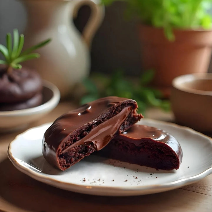 Diablo sans sucre : biscuits au chocolat noir fourrés à la crème au chocolat (128 g, seulement 2,7 g de glucides comptabilisables* par cookie)