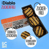 Biscuits Diablo : biscuits aux cacahuètes sans sucre avec rayures au chocolat (150 g, 6,4 g de glucides comptabilisables par biscuit)