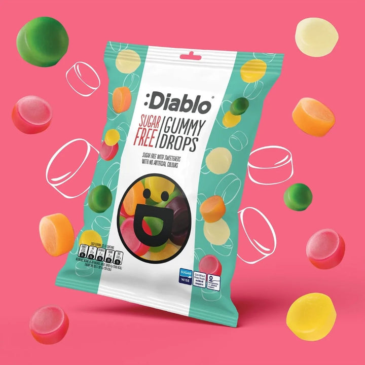 Diablo zuckerfreie Gummi Drops (75 g, 1,5 g anrechenbare KH* je Tüte)