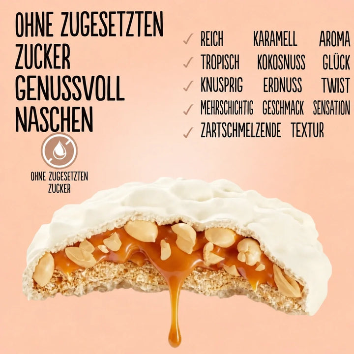 Diablo Zuckerfrei: Coconut Cookies, Kokoskekse mit Karamell und Erdnüssen (100 g, 5 g anrechenbare KH* je Portion)