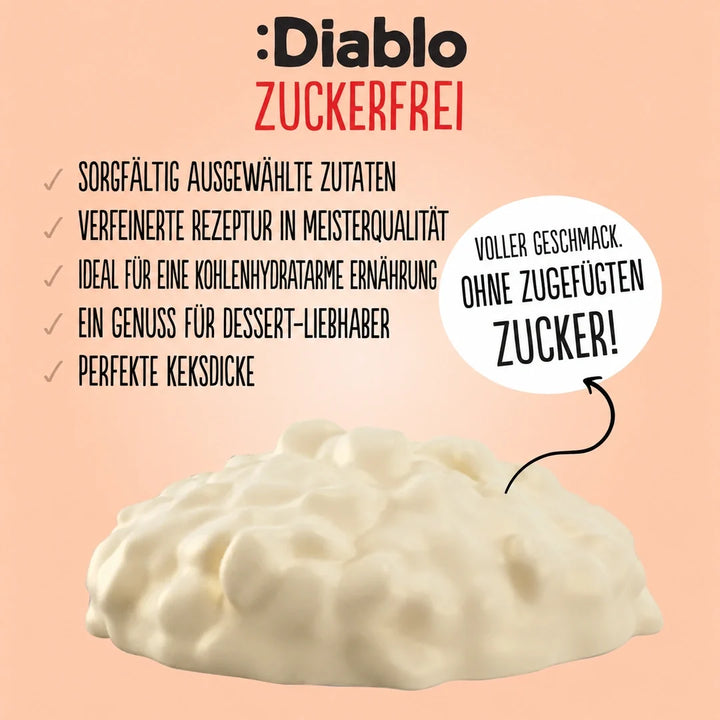 Diablo Zuckerfrei: Coconut Cookies, Kokoskekse mit Karamell und Erdnüssen (100 g, 5 g anrechenbare KH* je Portion)