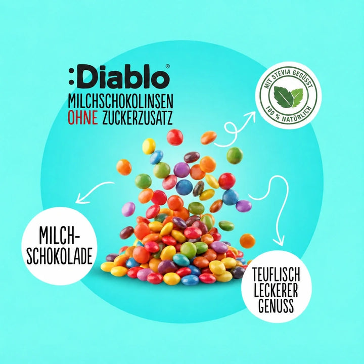 Diablo Zuckerfrei: Schokolinsen (22 g, 2,6 g anrechenbare KH*)