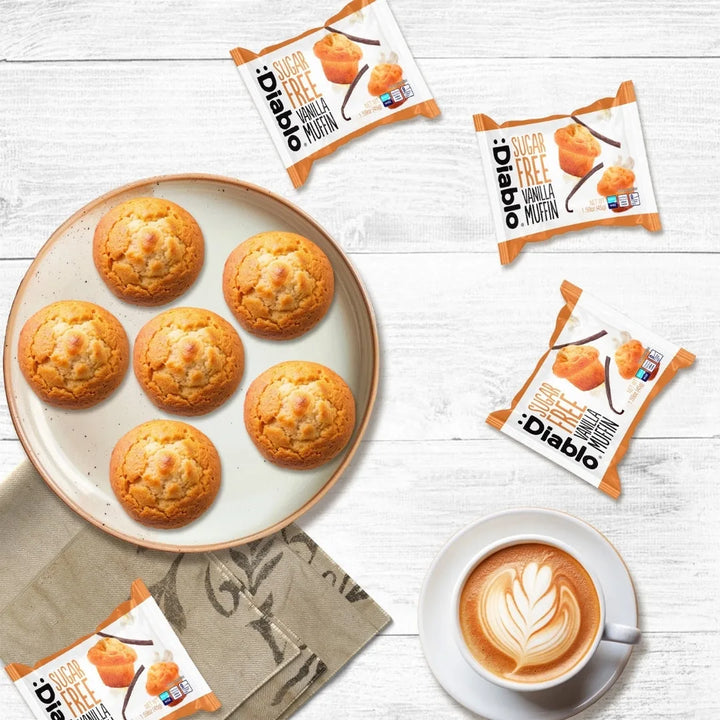 6er Sparpack Diablo zuckerfreie Vanille Muffins 270g - nur 11g anrechenbare KH pro Muffin