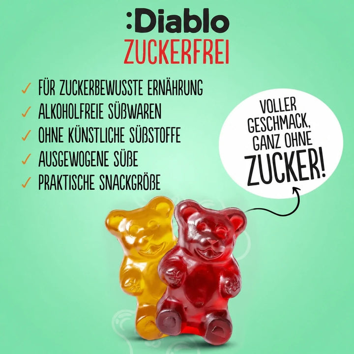 Diablo zuckerfreie Gummibärchen (75 g, 1,5 g anrechenbare KH* je Tüte), Diablo Süßigkeiten