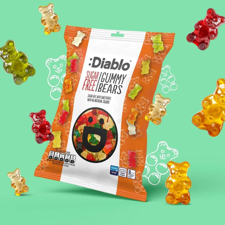 Diablo zuckerfreie Gummibärchen (75 g, 1,5 g anrechenbare KH* je Tüte), Diablo Süßigkeiten