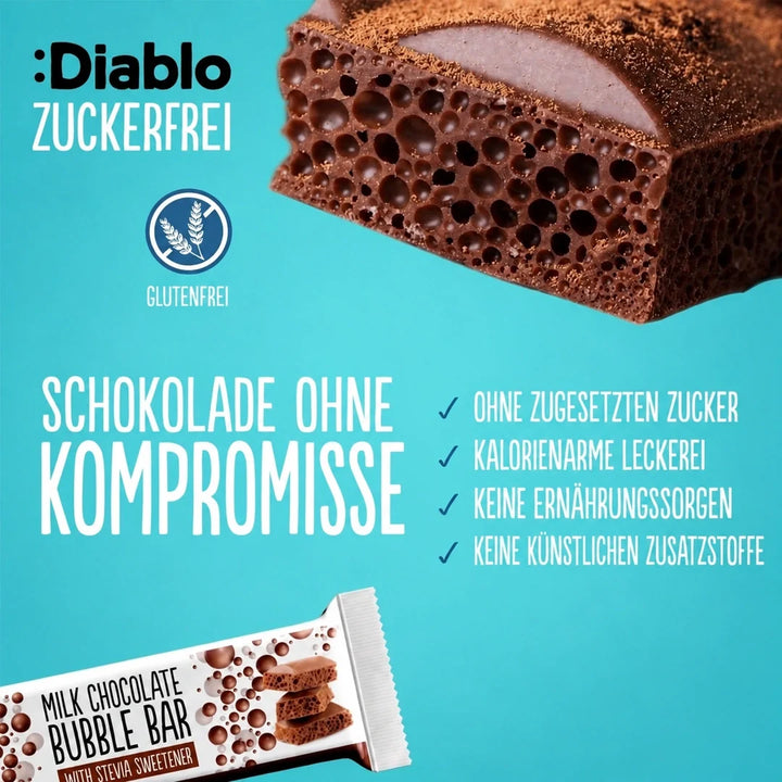 Diablo sugar-free: chocolate bubble bar (30 g, 3,6 g of countable carbs*)