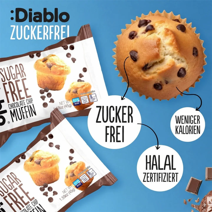 Diablo 6x zuckerfreie Muffins mit Schokostückchen