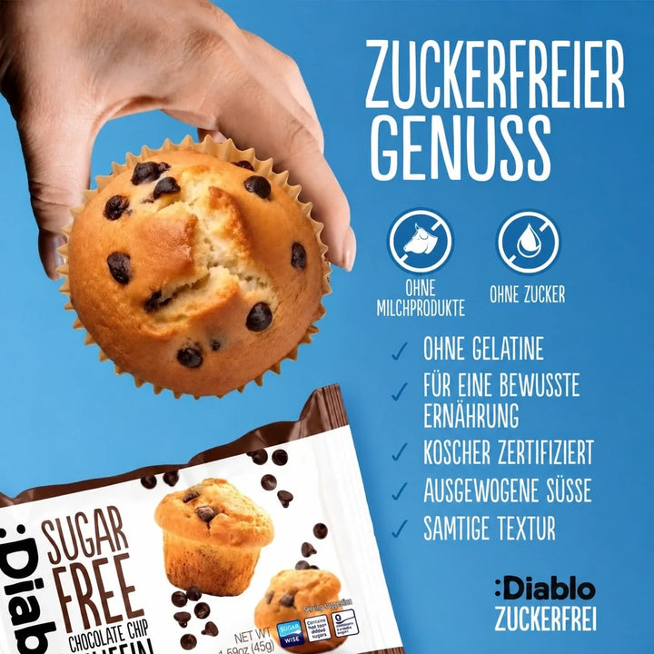 Diablo 6x zuckerfreie Muffins mit Schokostückchen