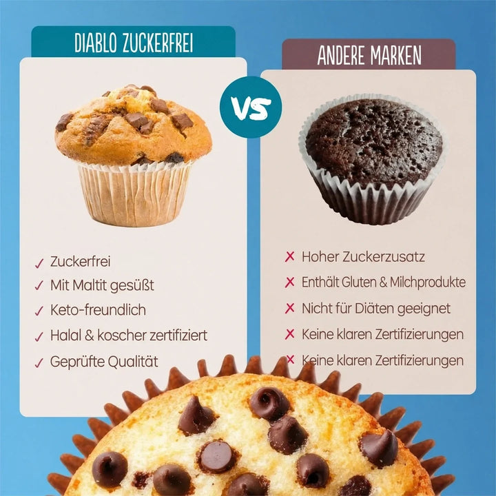 Diablo 6x zuckerfreie Muffins mit Schokostückchen