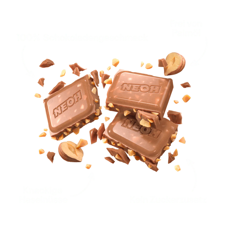 NEOH HASELNUSS SCHOKO - keto und low carb Schokolade ohne Zucker - nur 3g anrechenb. KH/Tafel