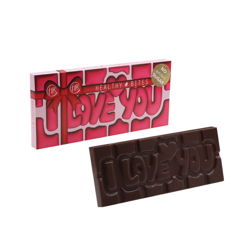 Healthy Bites „I LOVE YOU“ zuckerfreie Vollmilchschokolade, 45 g (8,8 g anrechenbare KH* je 100 g)